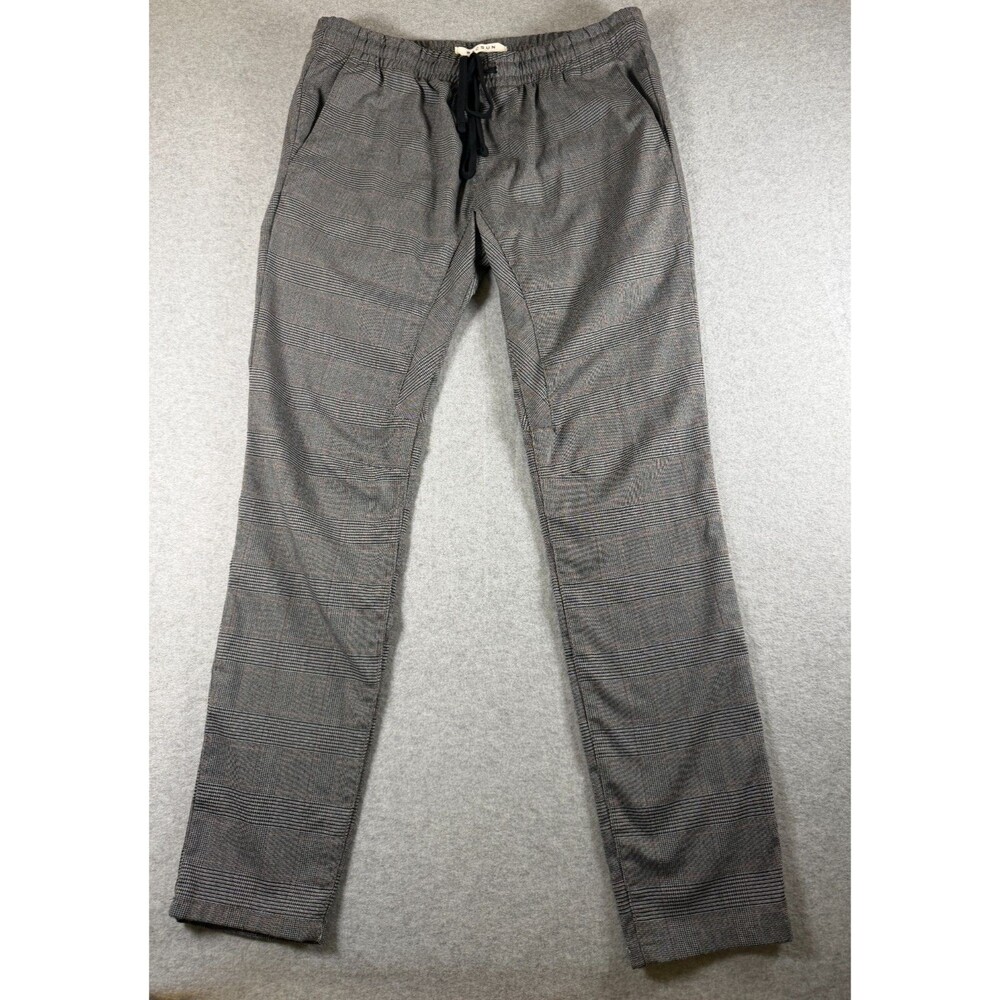 Pac Sun Joggers Men's M Black/Gray Plaid Drawstring Waist Skater Pants SKU 189